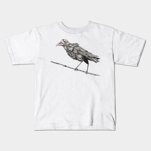 Plague Doctor Raven Kids T-Shirt by Fallcrown